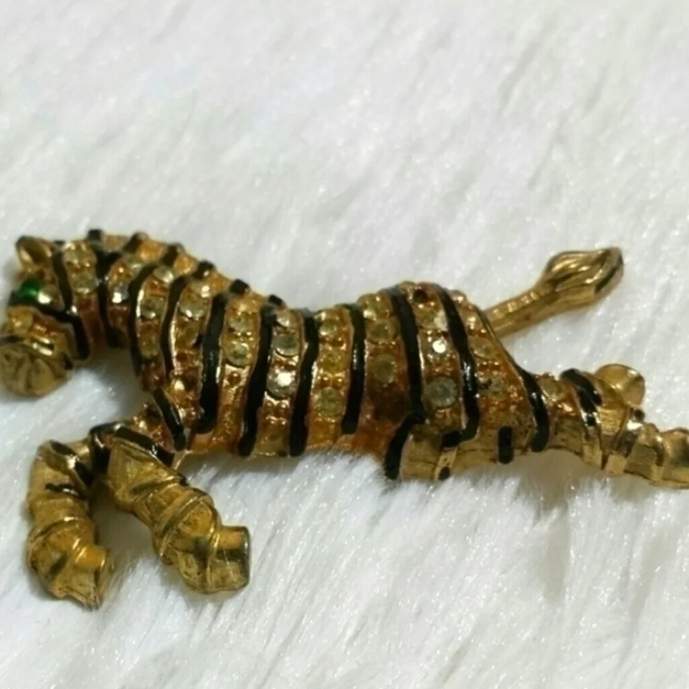 Vintage Jeweled Zebra Brooch Pin